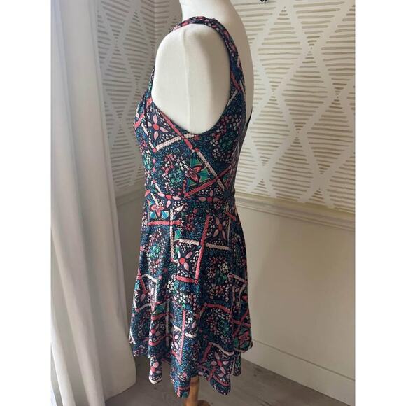 Free People Women's Medium Black Pink Green Fit Flare Mini Dress - Picture 4 of 6